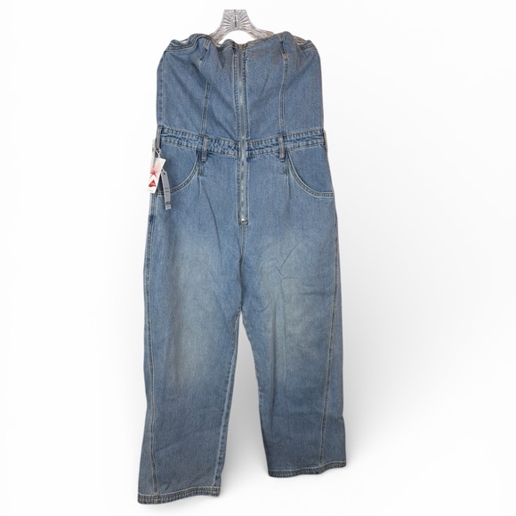 Women’s BAYEAS Annesa Denim Wide Leg Strapless Jumpsuit size 32 Color Dreaming - Picture 2 of 4